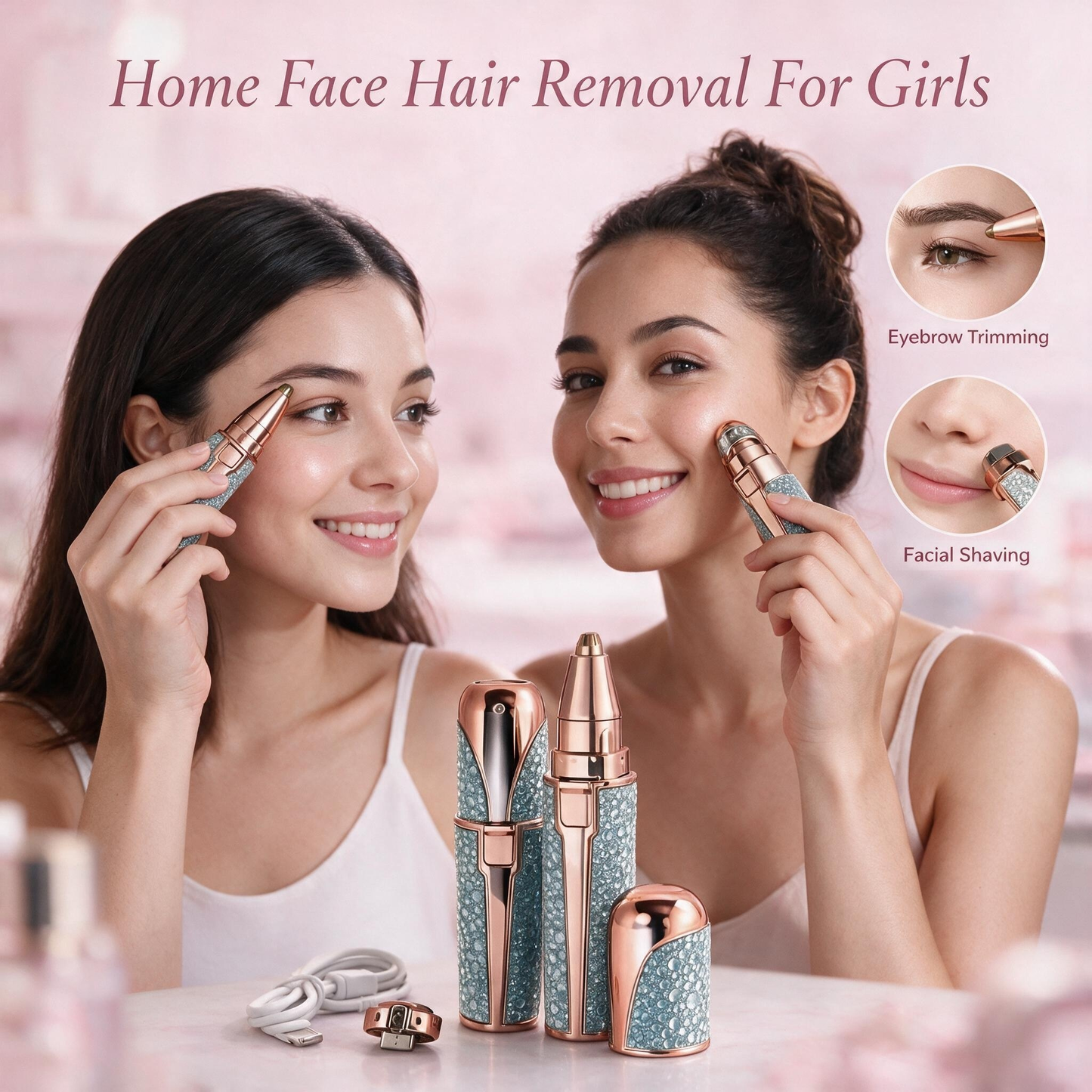 2-in-1 Rechargeable Eyebrow & Body Trimmer – Painless Precision Grooming Tool for Women