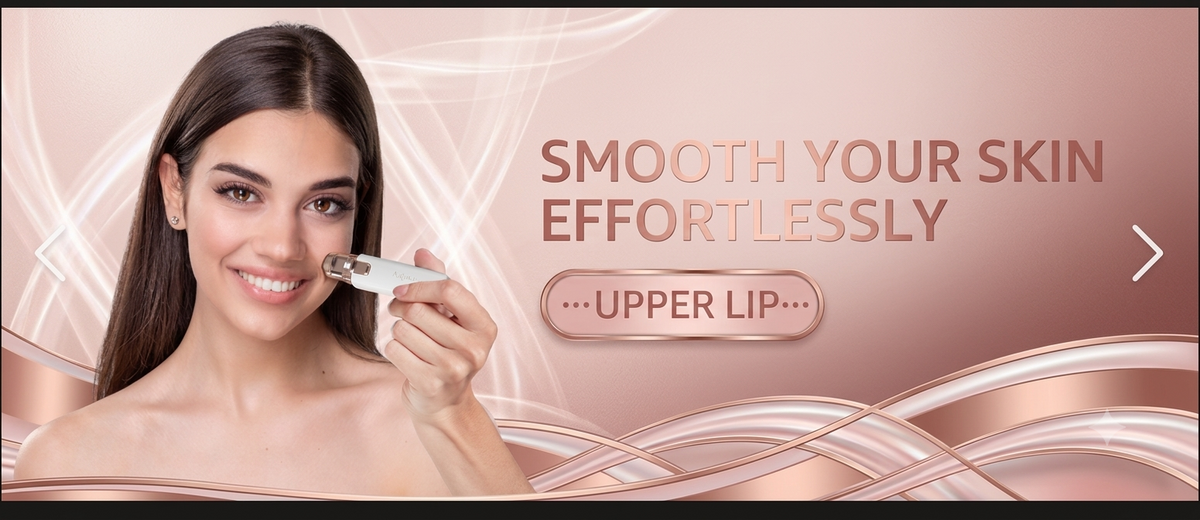 Load video: Woman using the AllureVera 2-in-1 Rechargeable Facial Hair Remover for smooth, painless facial grooming.